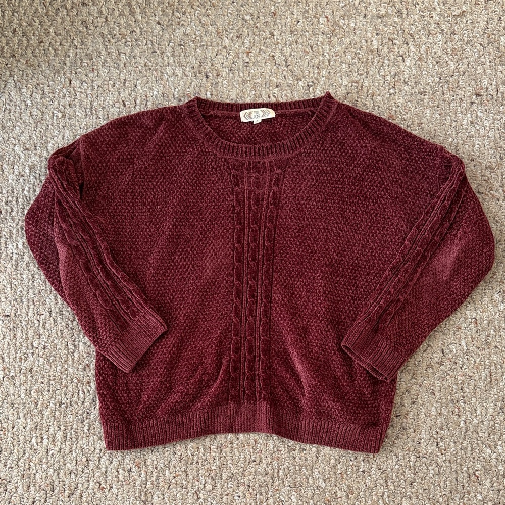 Pink Rose Deep Red Textured Sweater